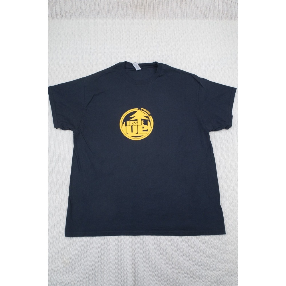 Hussle Up Graphic Shirt Mens 2XL XXL Black Short Sleeve Hip Hop Streetwear Crew